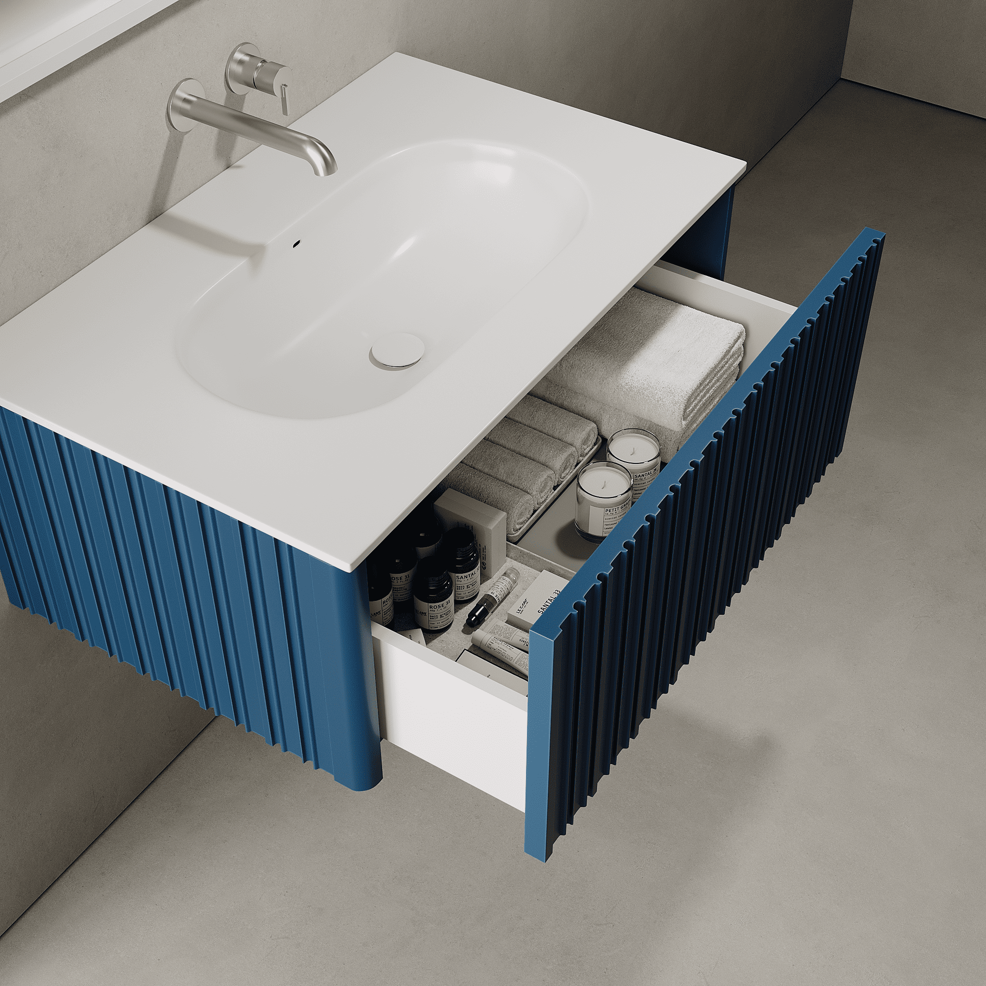 Esmont Ocean Blue 800mm Vanity Unit - Single Drawer with Single Basin