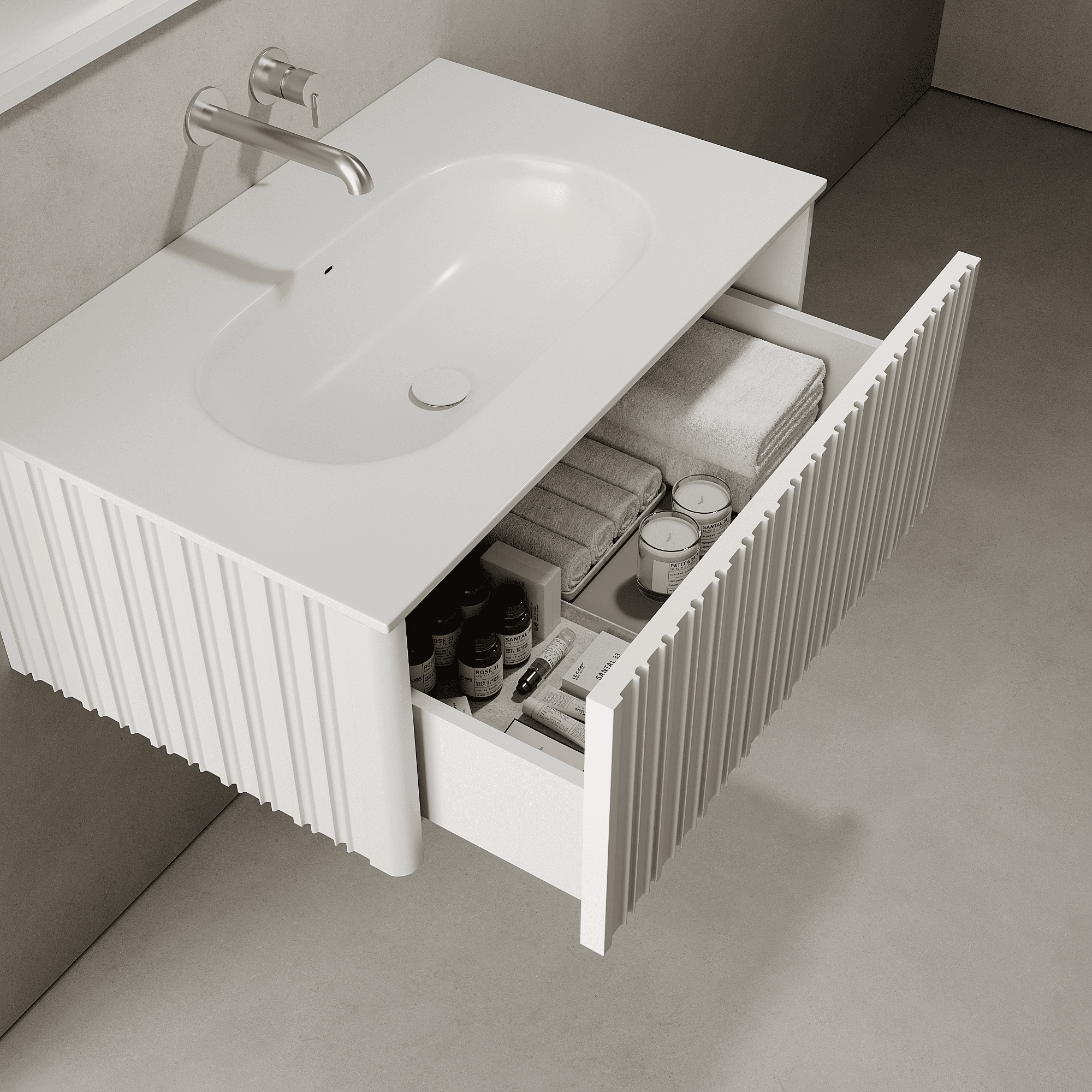 Esmont Snow White 800mm Vanity Unit - Single Drawer with Single Basin