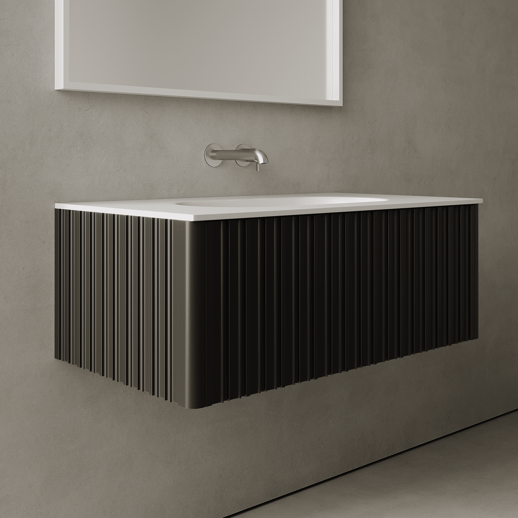Esmont Silk Black 900mm Vanity Unit - Single Drawer with Single Basin