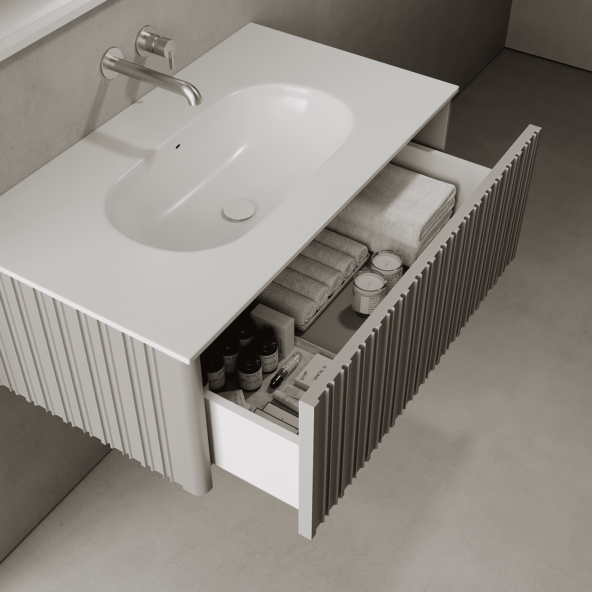 Esmont Stone Grey 900mm Vanity Unit - Single Drawer with Single Basin