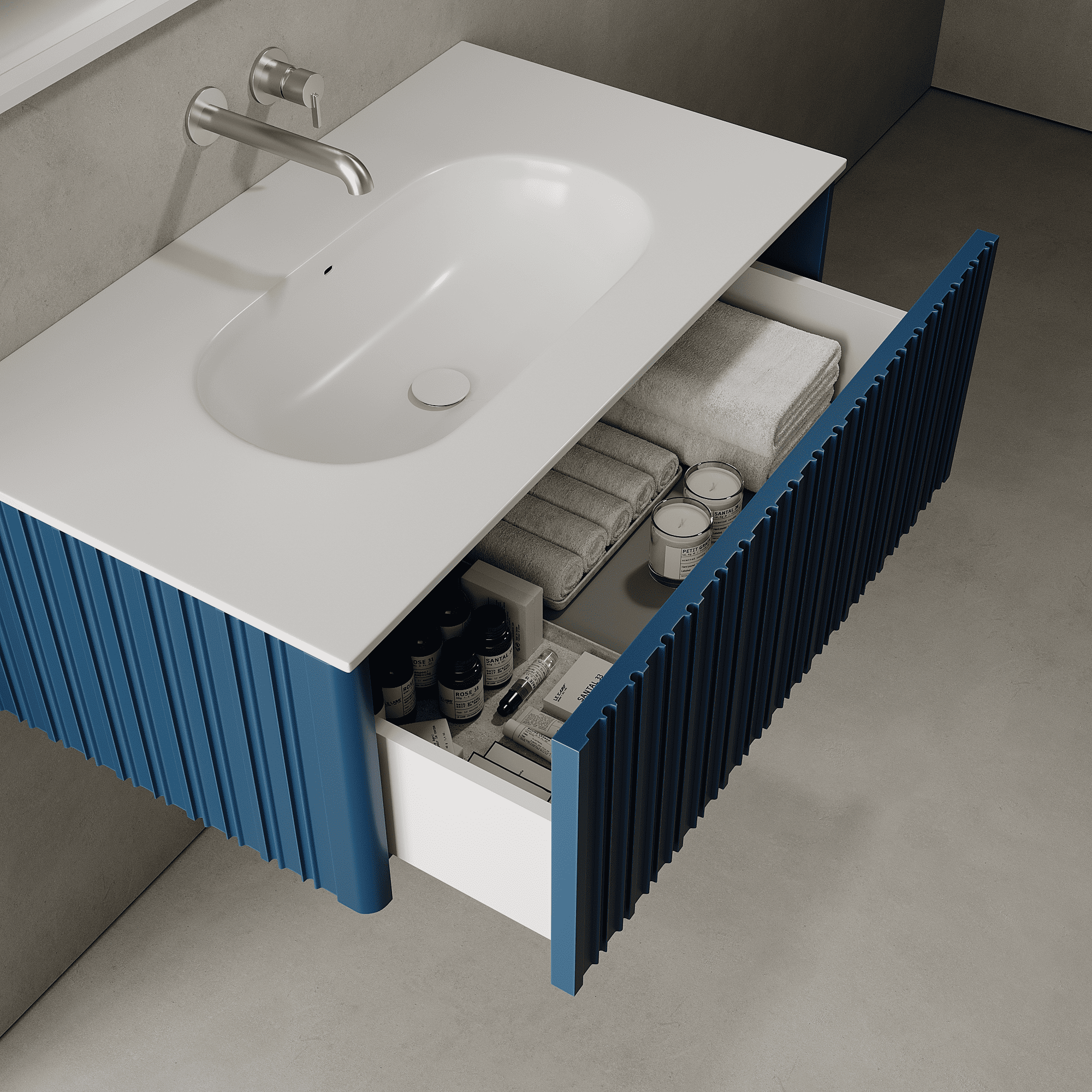 Esmont Ocean Blue 900mm Vanity Unit - Single Drawer with Single Basin