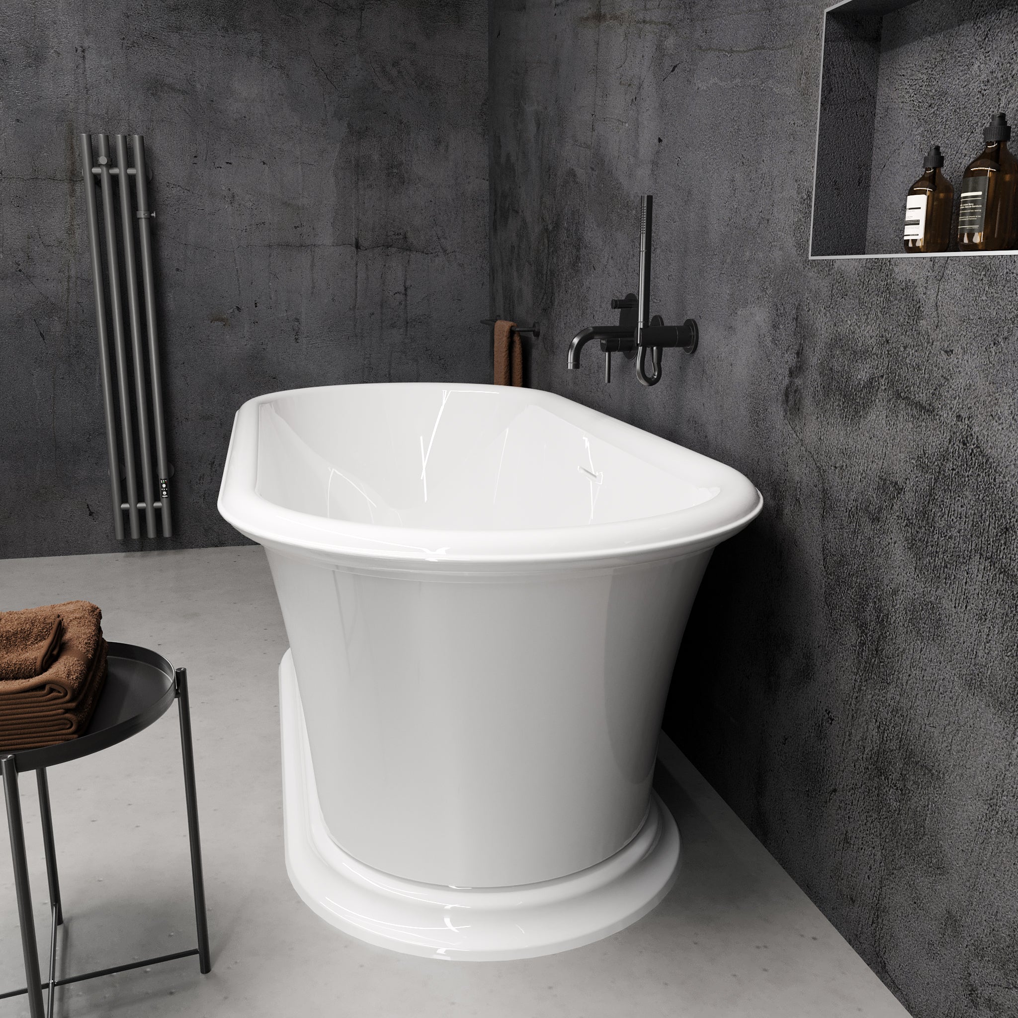 Edwina Freestanding Stone Bath 1650 - side view