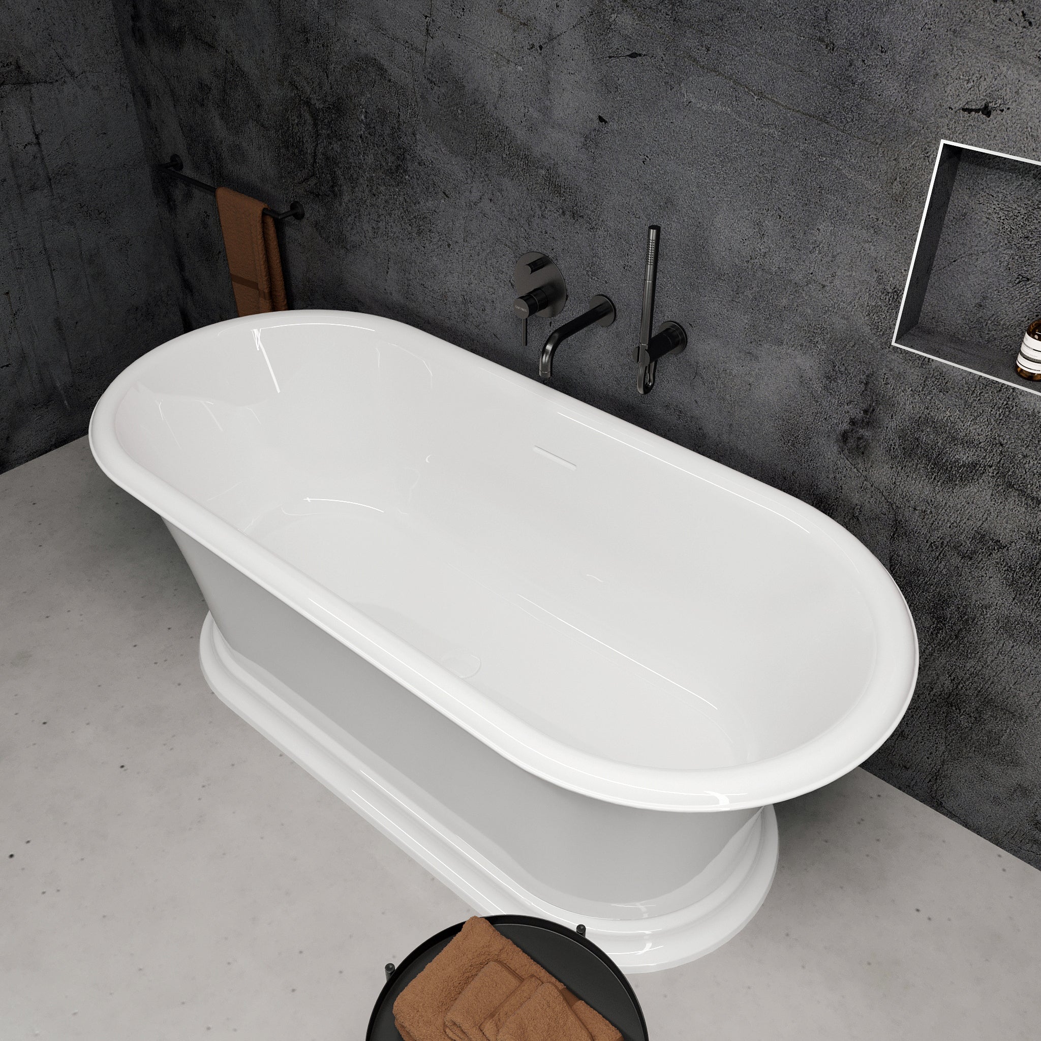 Edwina Freestanding Stone Bath 1650 - top view 2