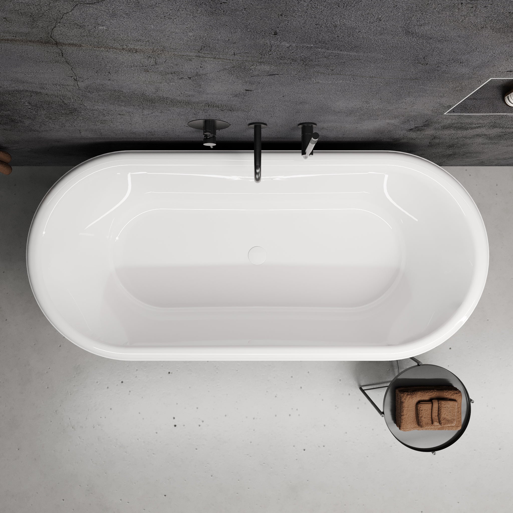 Edwina Freestanding Stone Bath 1650 - top view
