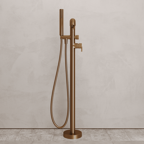 Lia Freestanding Bath Mixer with Shower Set - Brushed Bronze
