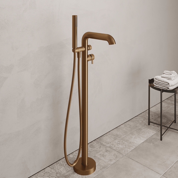 Lia Freestanding Bath Mixer with Shower Set - Brushed Bronze