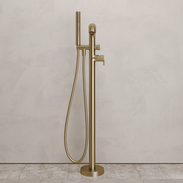 Lia Freestanding Bath Mixer with Shower Set - Brushed Gold