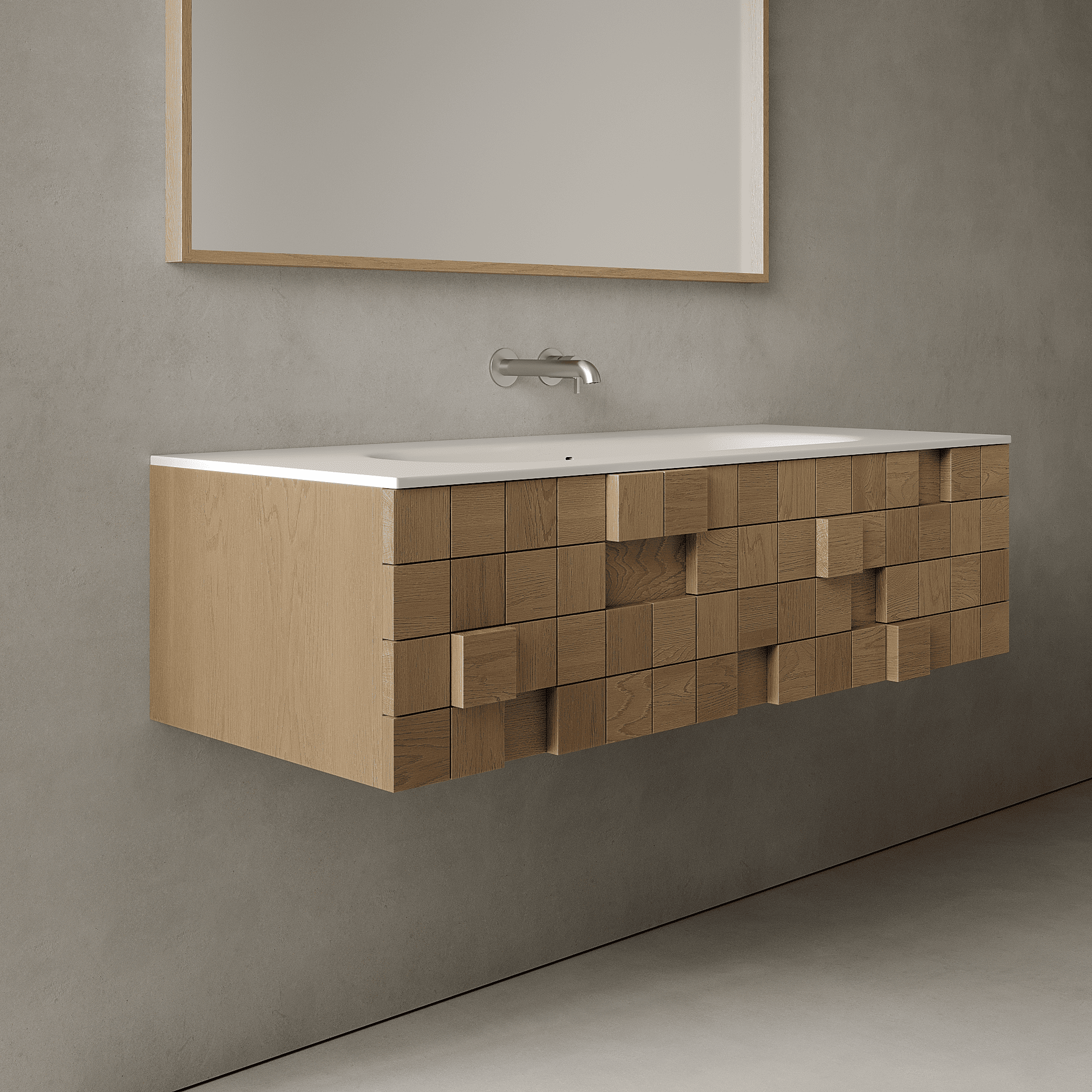 Arednt Real Oak 1240mm Vanity Unit - Single Drawer with Large Single Basin