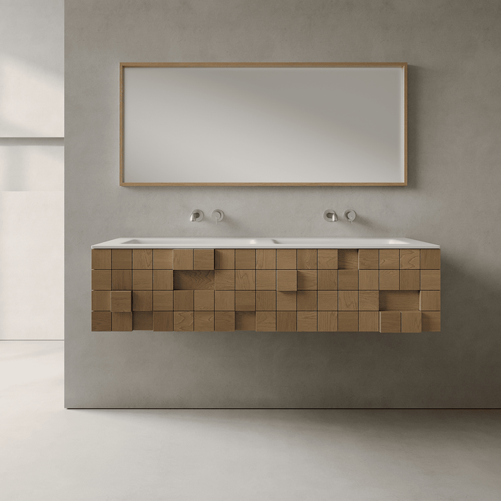 Arednt Real Oak 1410mm Vanity Unit - Single Drawer with Double Basin