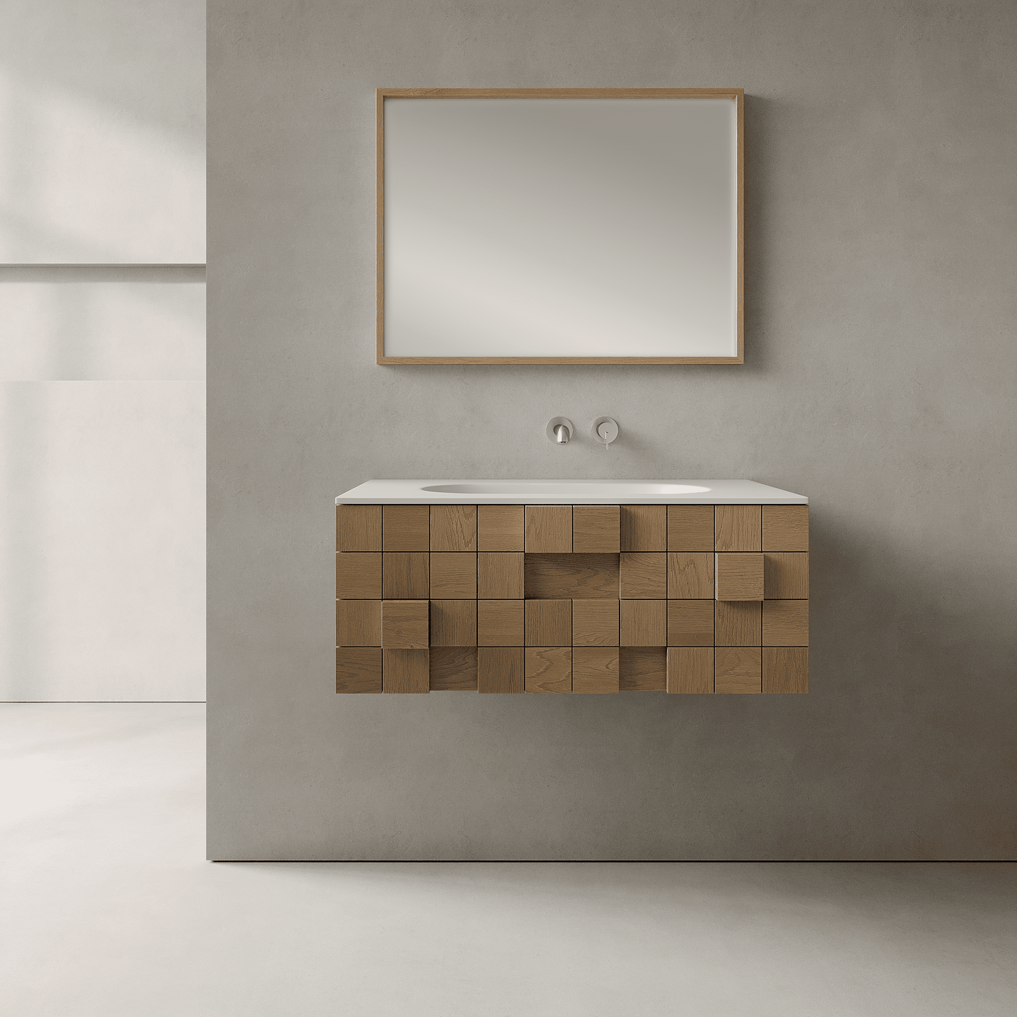 Arednt Real Oak 830mm Vanity Unit - Single Drawer with Single Basin