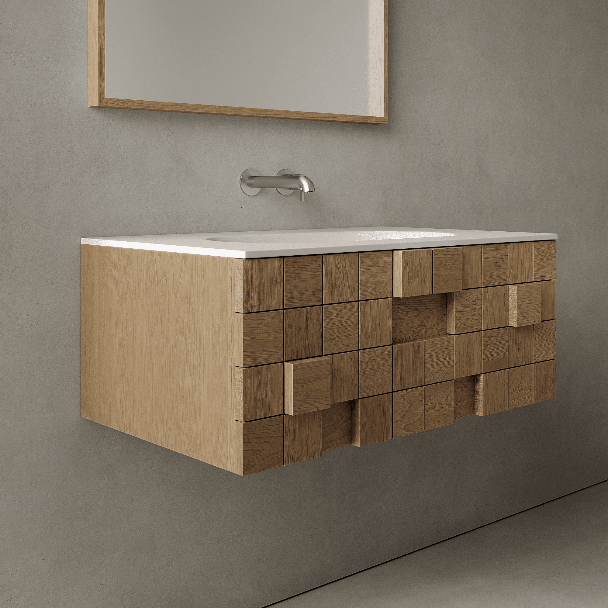 Arednt Real Oak 830mm Vanity Unit - Single Drawer with Single Basin