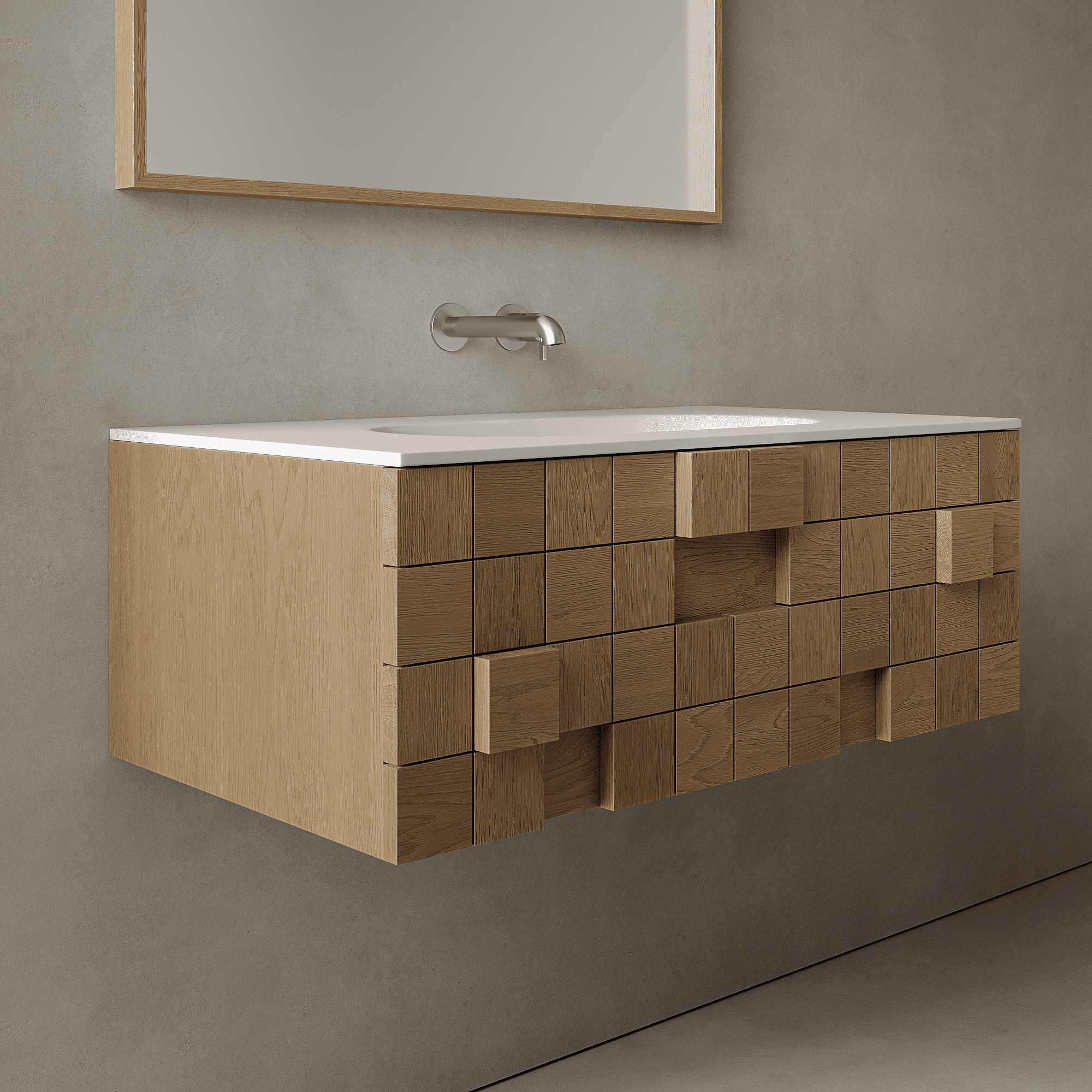 Arednt Real Oak 910mm Vanity Unit - Single Drawer with Single Basin