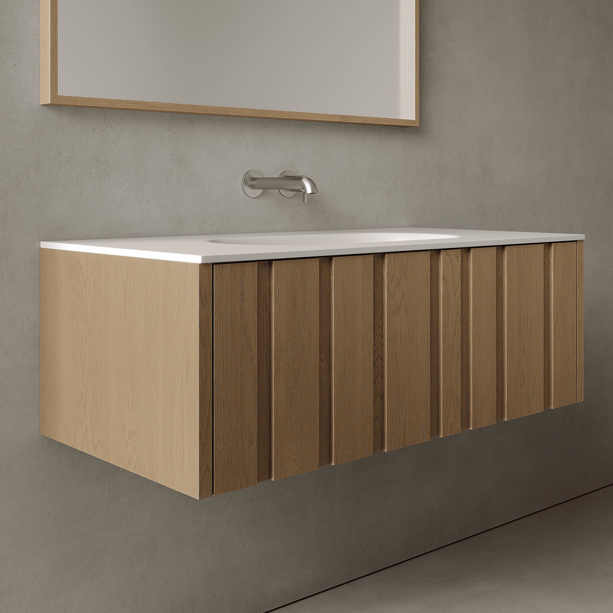Lucen Real Oak 1000mm Vanity Unit - Single Drawer with Single Basin