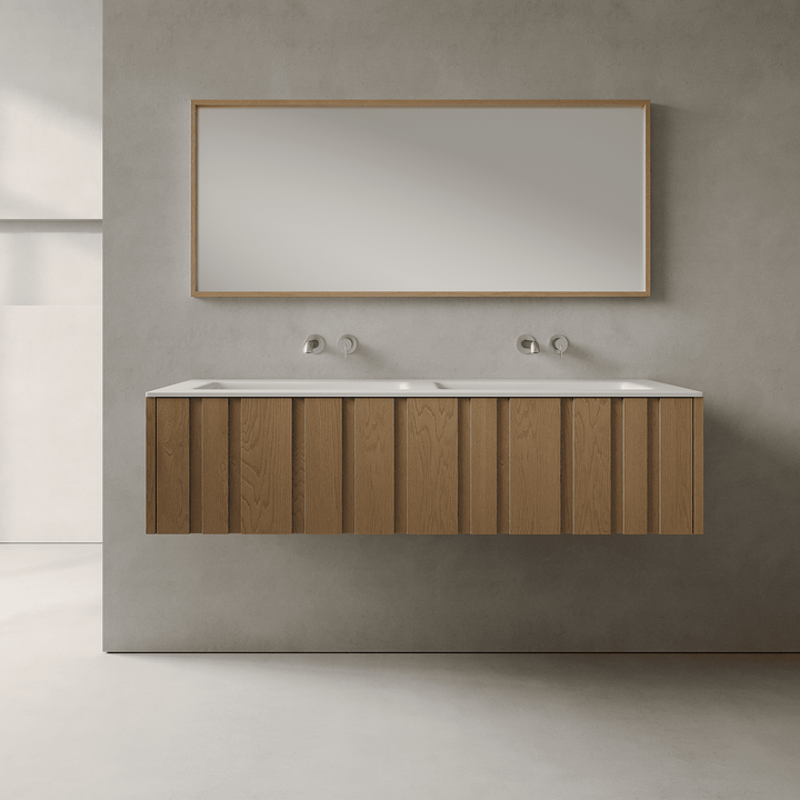 Lucen Real Oak 1400mm Vanity Unit - Single Drawer with Double basin
