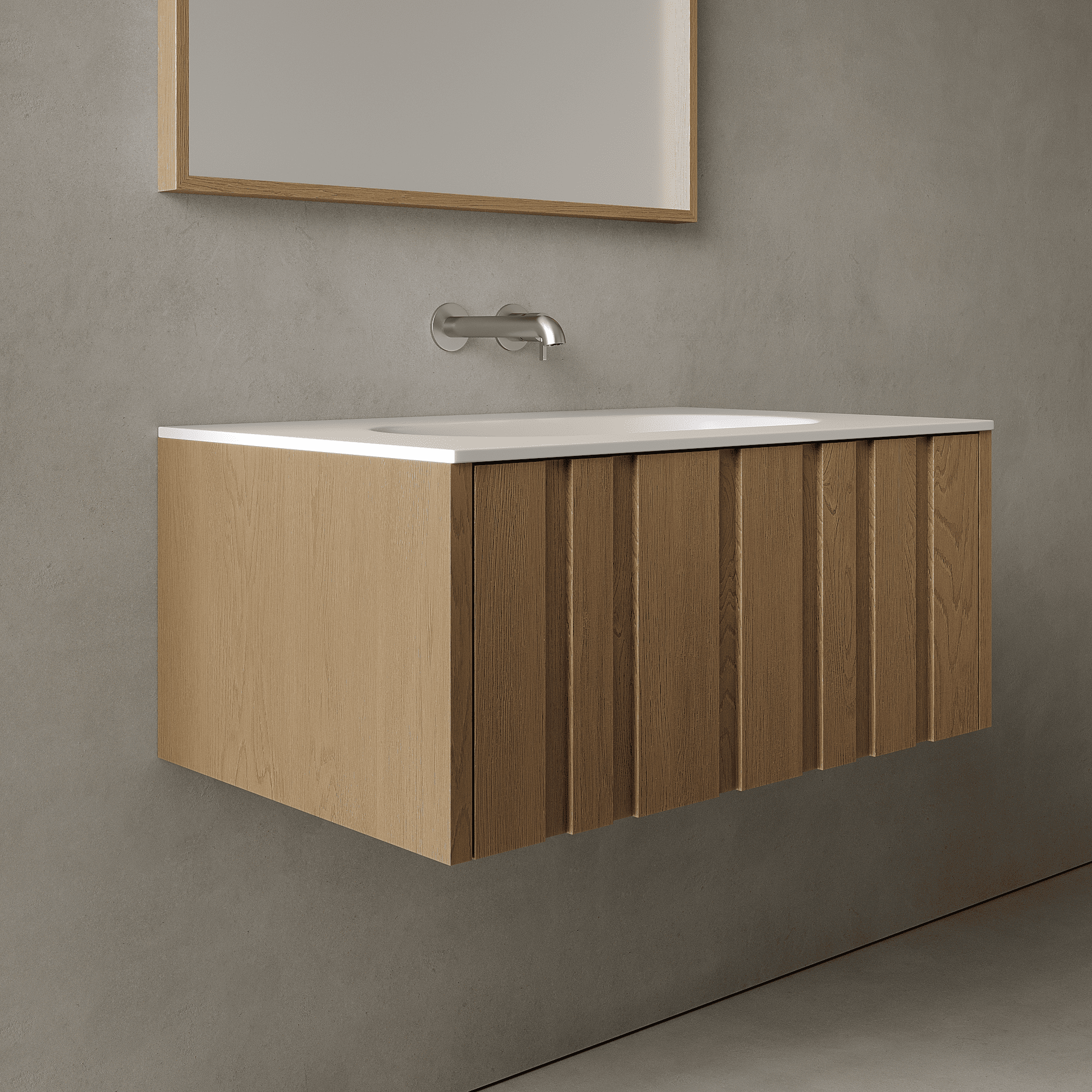 Lucen Real Oak 800mm Vanity Unit - Single Drawer with Single Basin