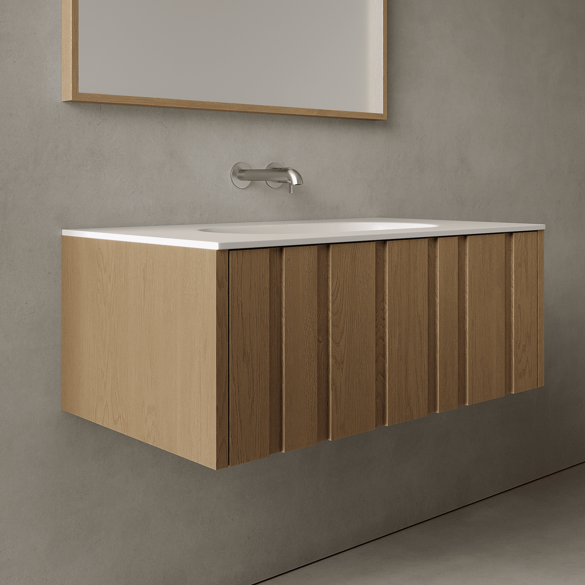 Lucen Real Oak 900mm Vanity Unit - Single Drawer with Single Basin