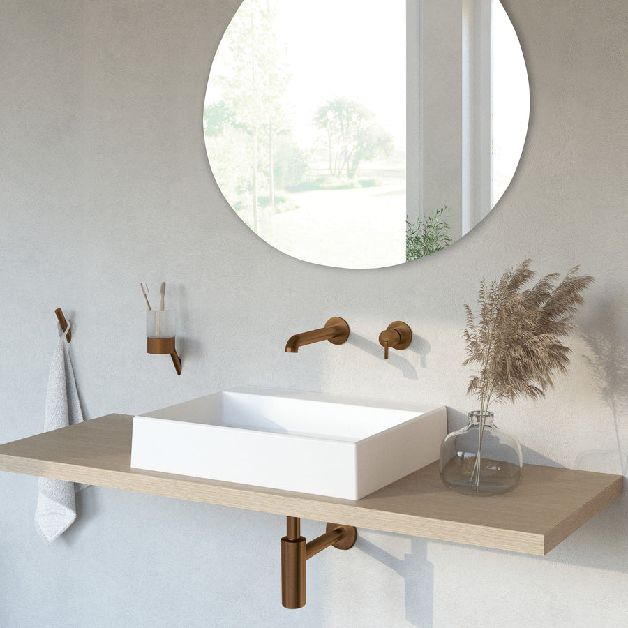 Lia Wall Mounted Basin Mixer - Brushed Bronze