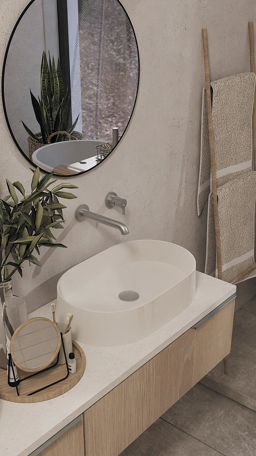 Lia Wall Mounted Basin Mixer - Brushed Steel