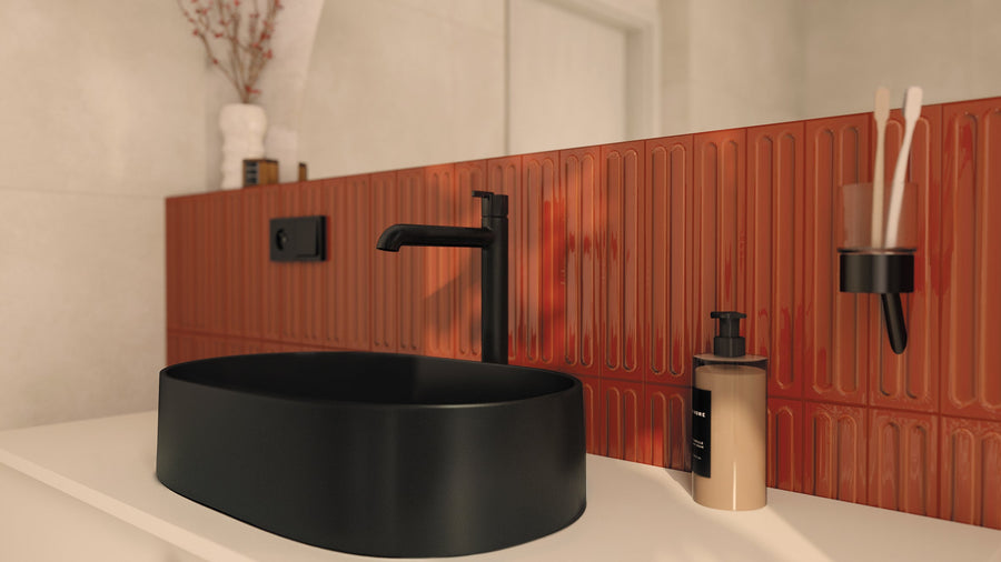 Lia Top Mount Tall Basin Mixer - Black
