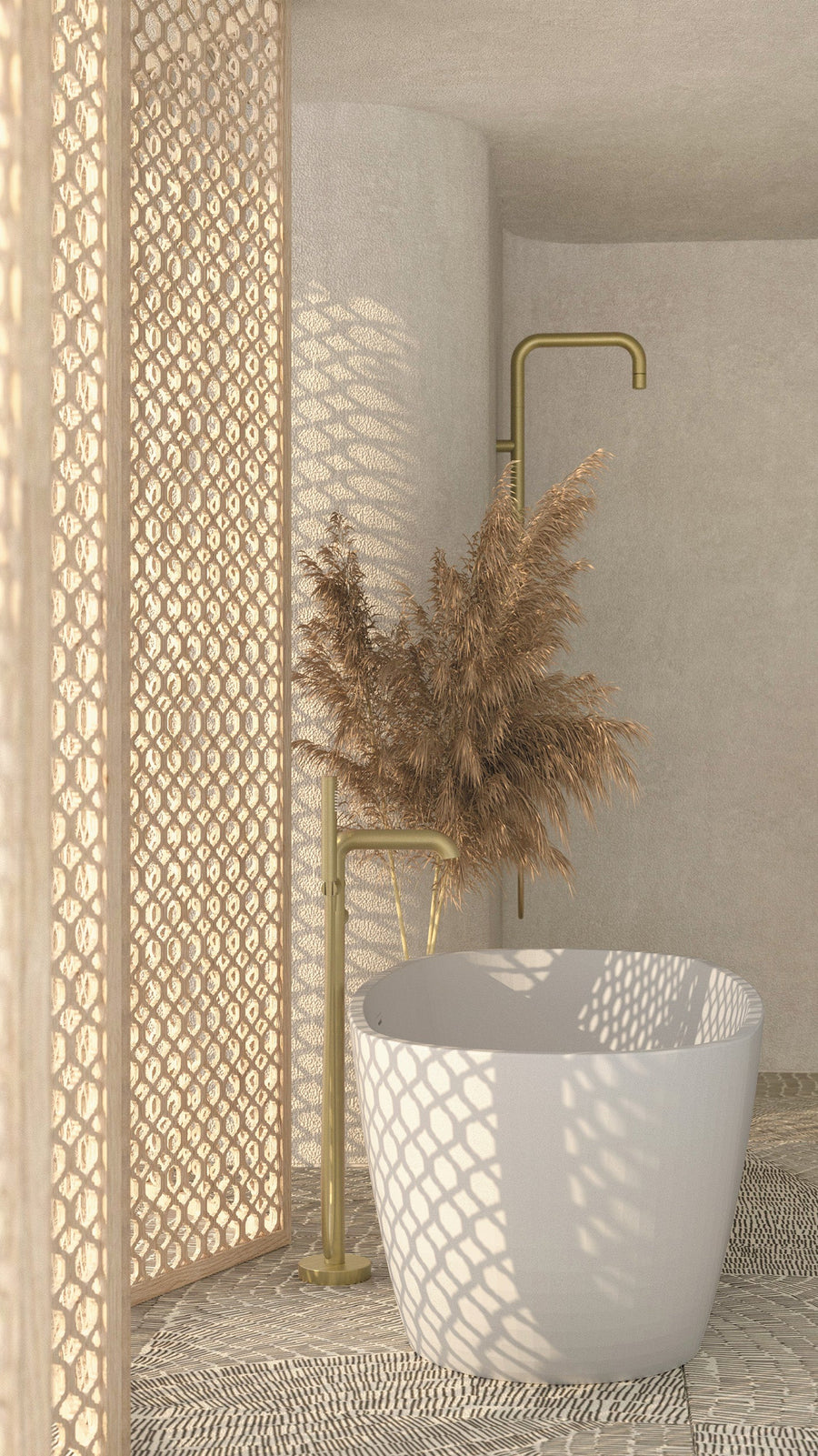 Lia Freestanding Bath Mixer with Shower Set - Brushed Gold