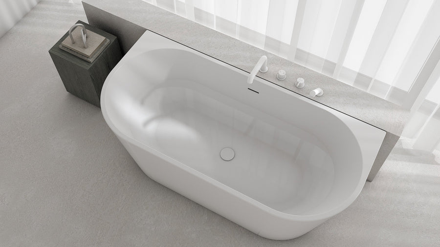 Lia Deck Mounted Bath Mixer with Shower Set - White