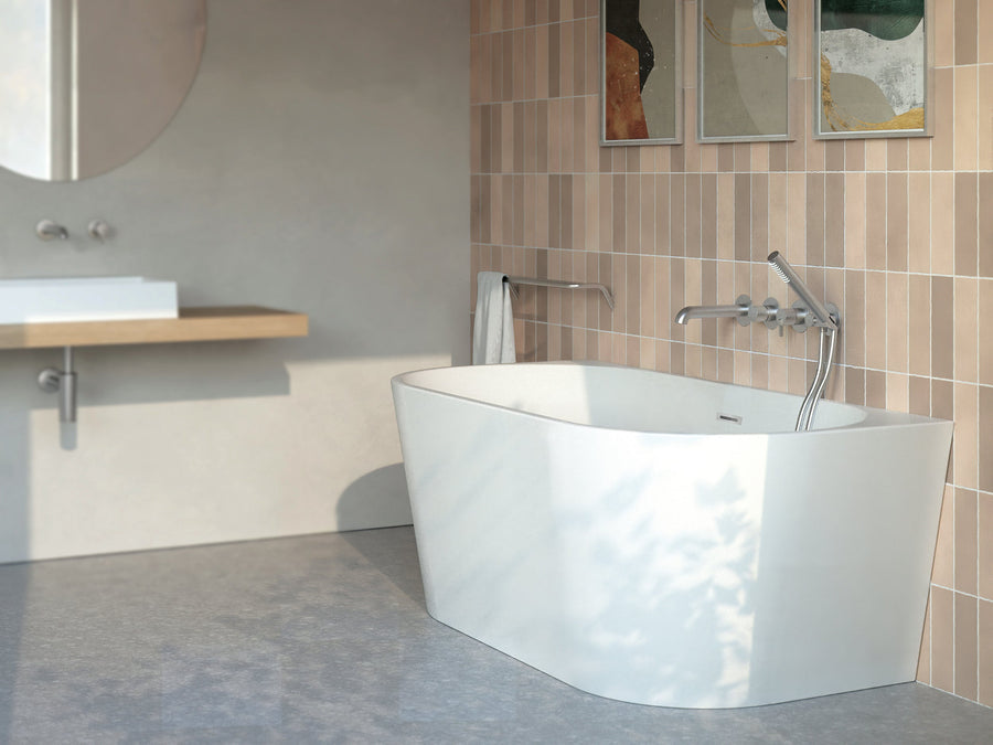 Lia Wall Mounted Bath Mixer with Shower Set - Brushed Steel
