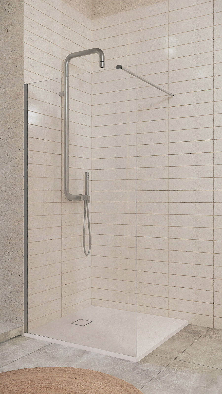 Lia Elegante Shower Column with Shower Mixer - Brushed Steel
