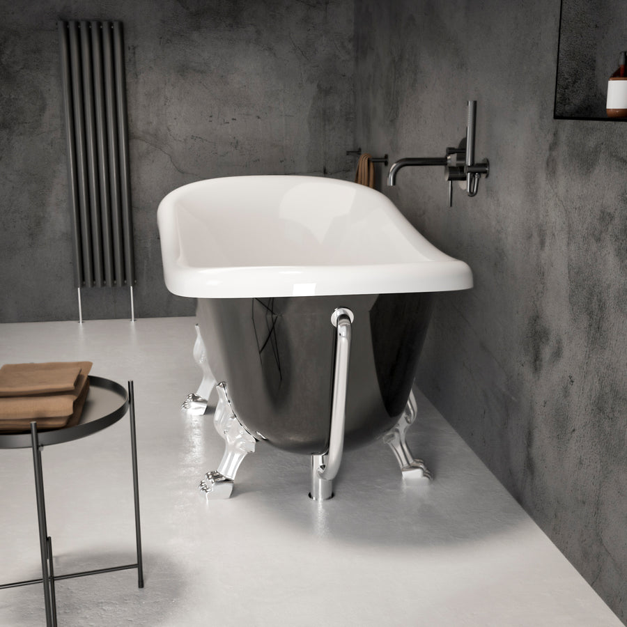 Kensington Freestanding Polished Black Roll-top Stone Bath 1670 - side view