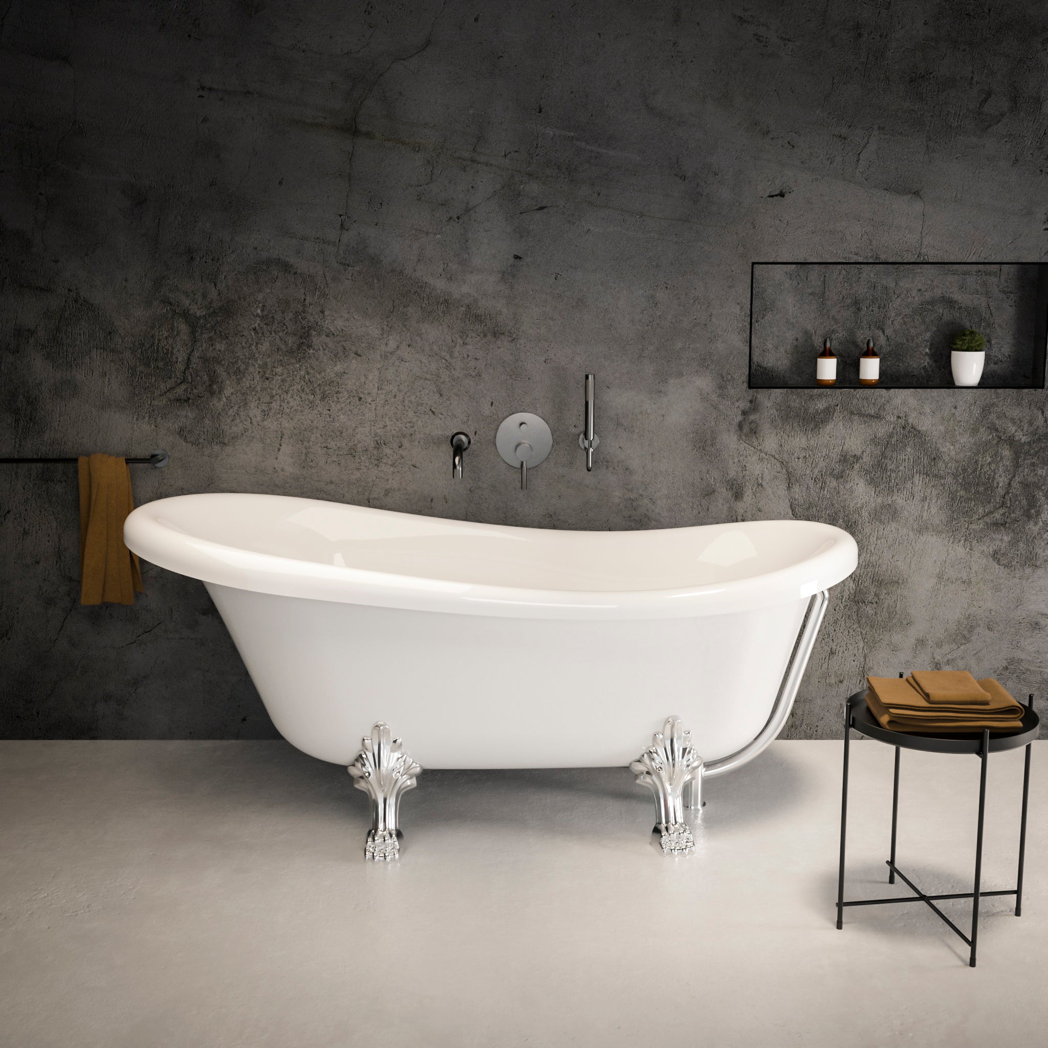Kensington Freestanding Polished Roll-top Stone Bath 1570