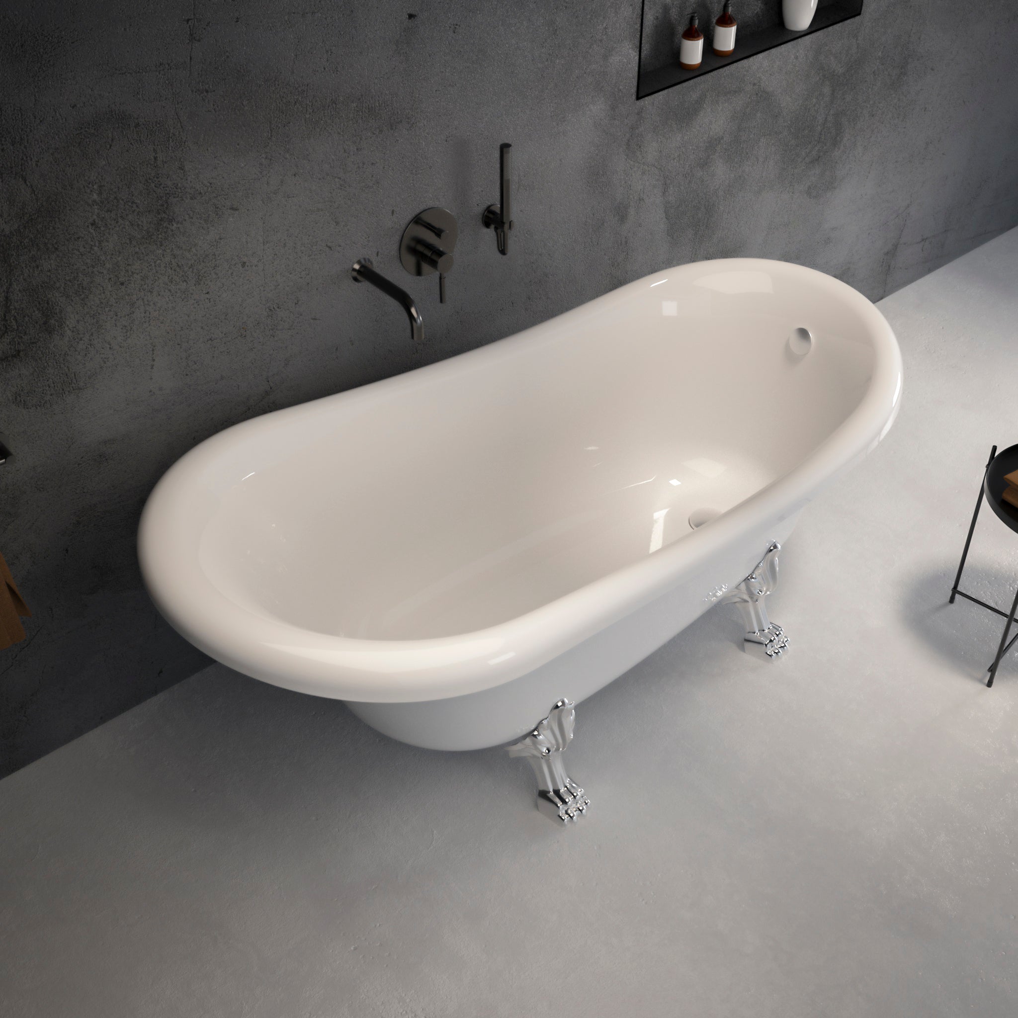 Kensington Freestanding Polished Roll-top Stone Bath 1570 - top view 2