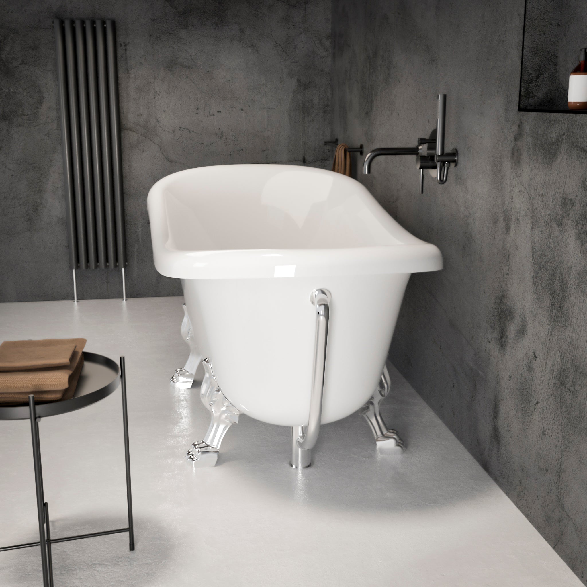 Kensington Freestanding Polished Roll-top Stone Bath 1570 - side view