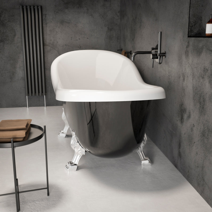 Kensington Freestanding Polished Black Roll-top Stone Bath 1745  -side view