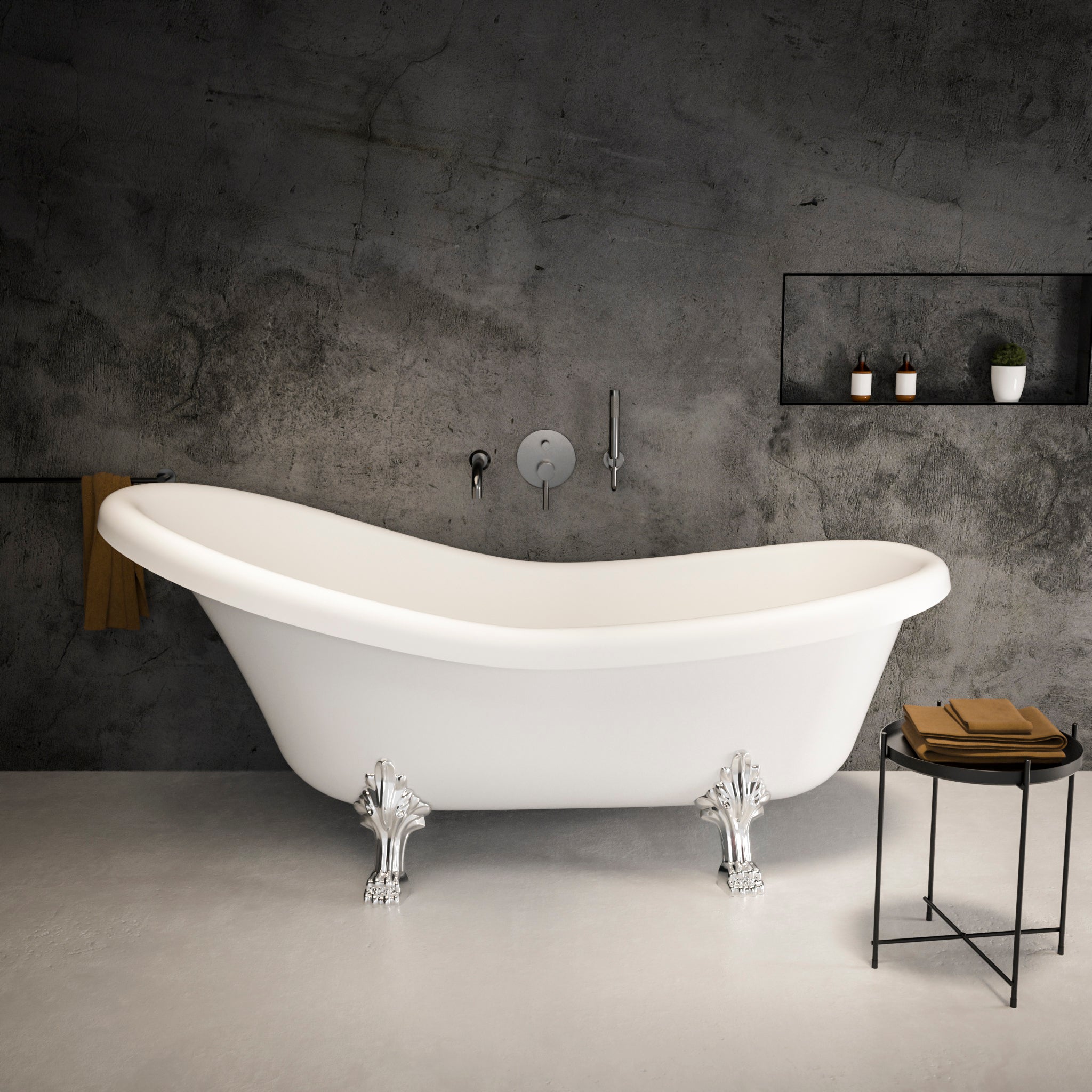 Kensington Freestanding Polished Roll-top Stone Bath 1730