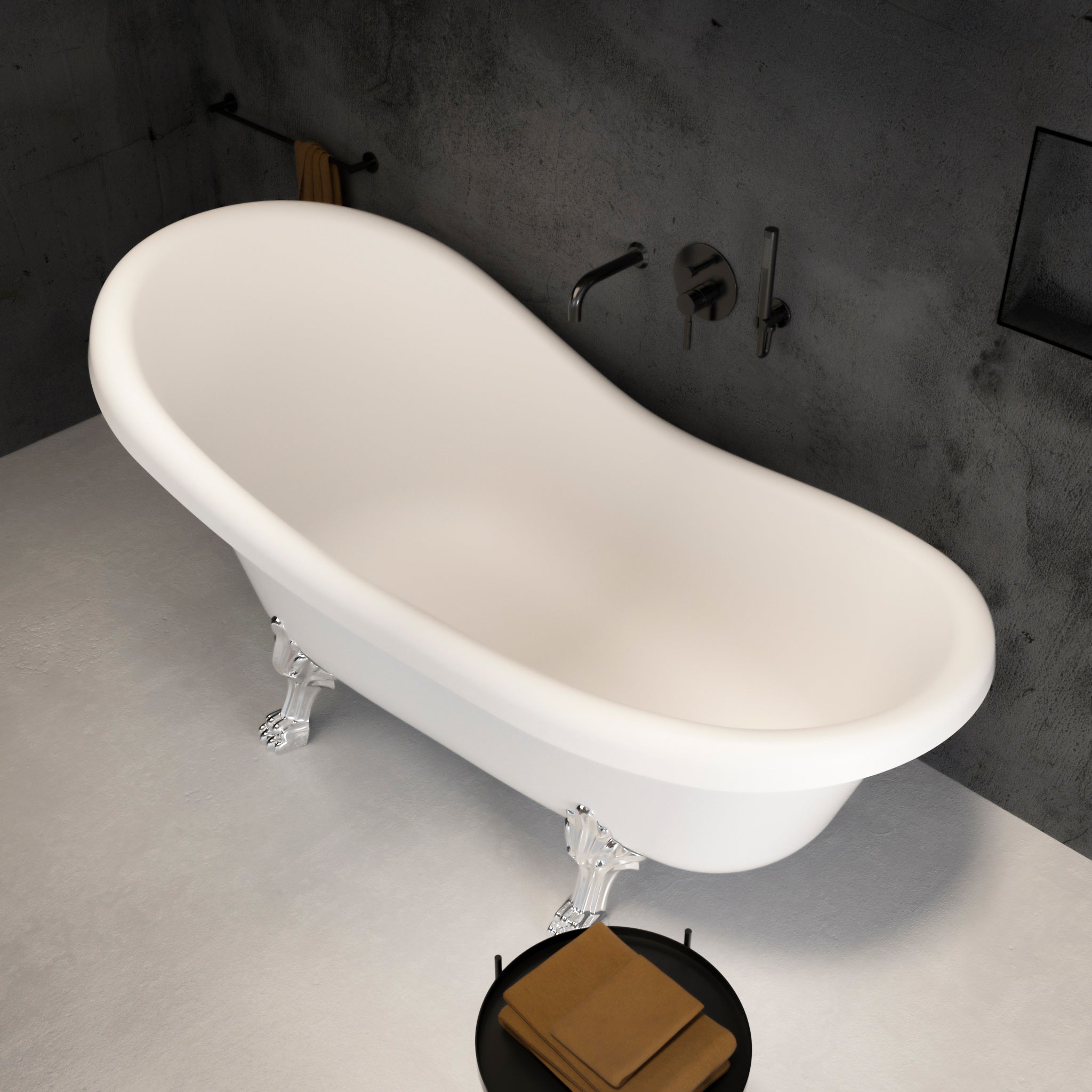 Kensington Freestanding Polished Roll-top Stone Bath 1730 - top view