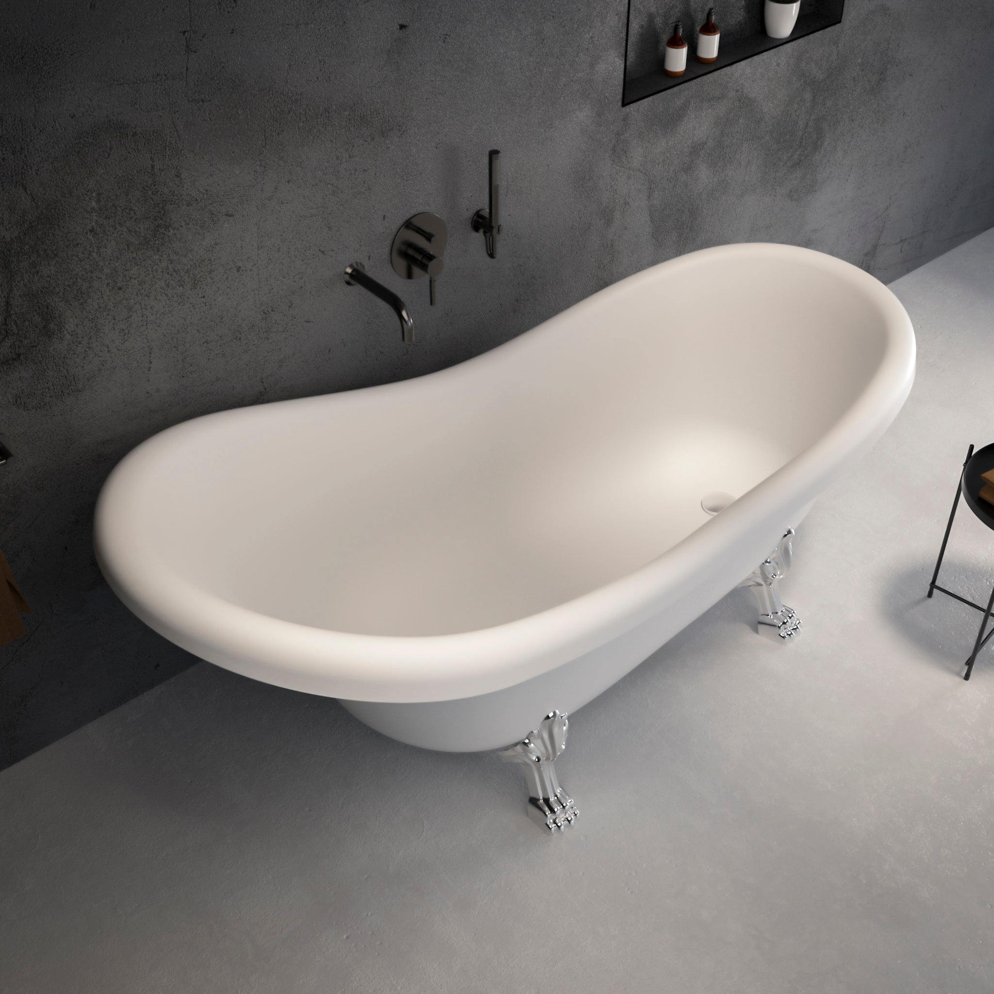 Kensington Freestanding Polished Roll-top Stone Bath 1730 - top view 2