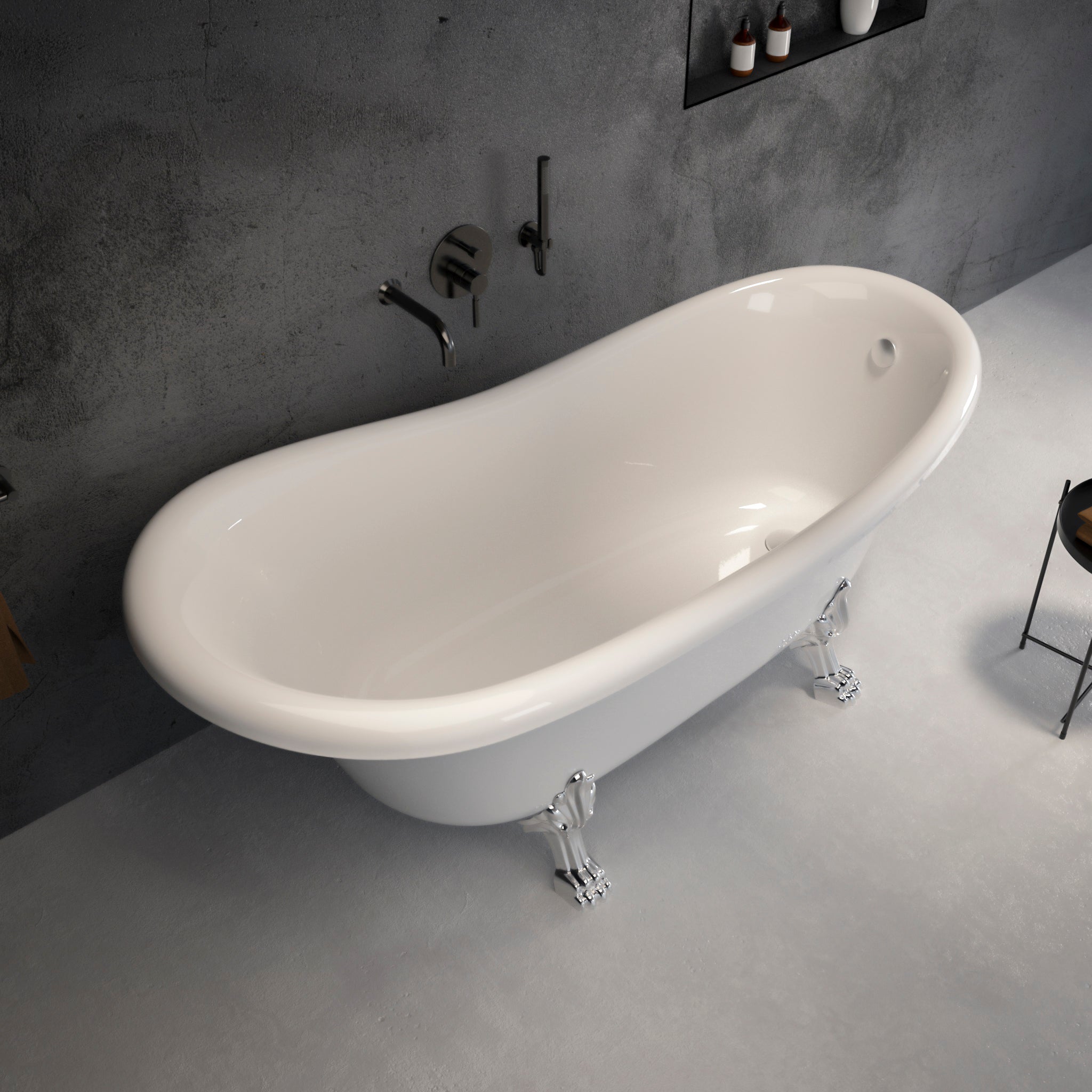 Kensington Freestanding Polished Roll-top Stone Bath 1670 - top view 2