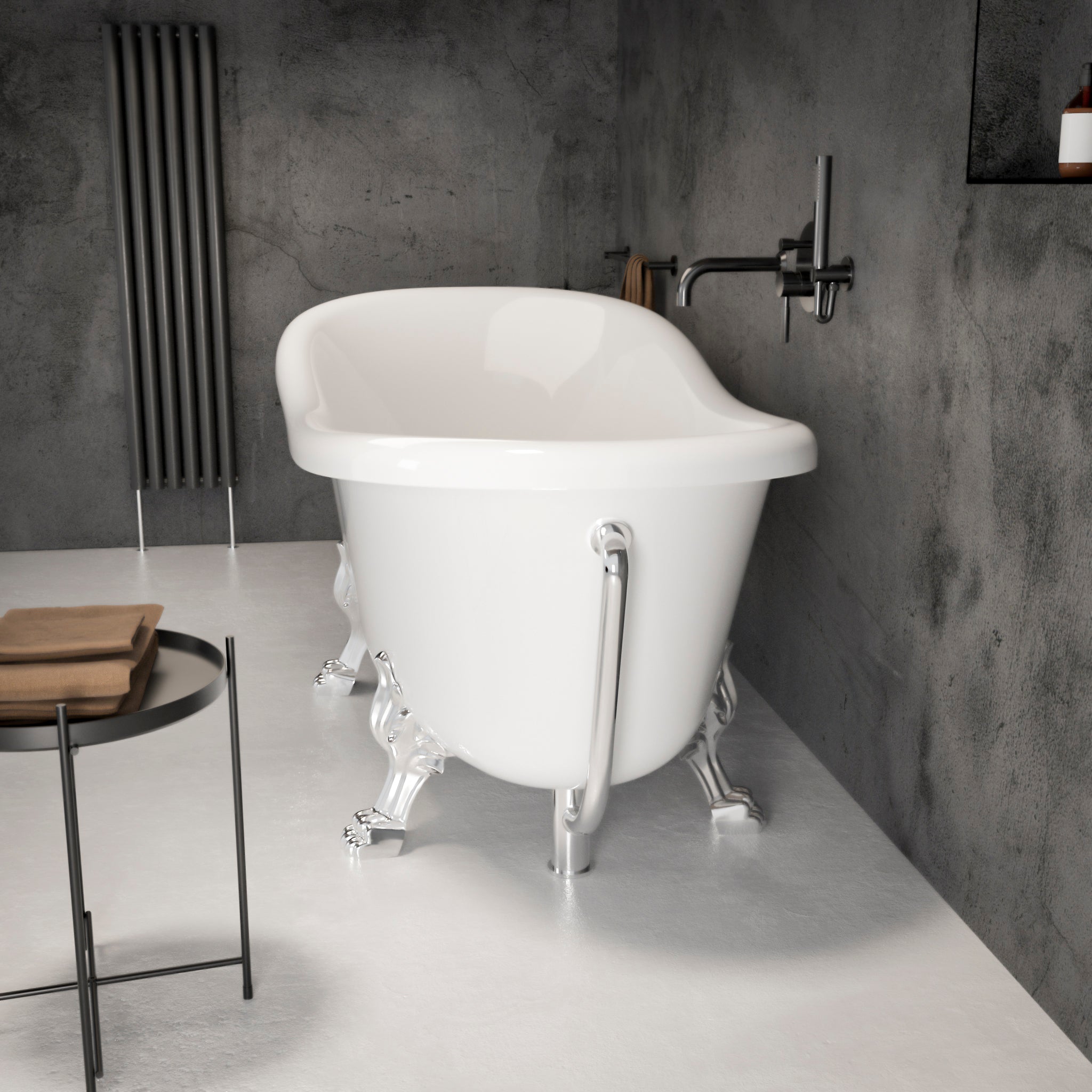 Kensington Freestanding Polished Roll-top Stone Bath 1670 - side view