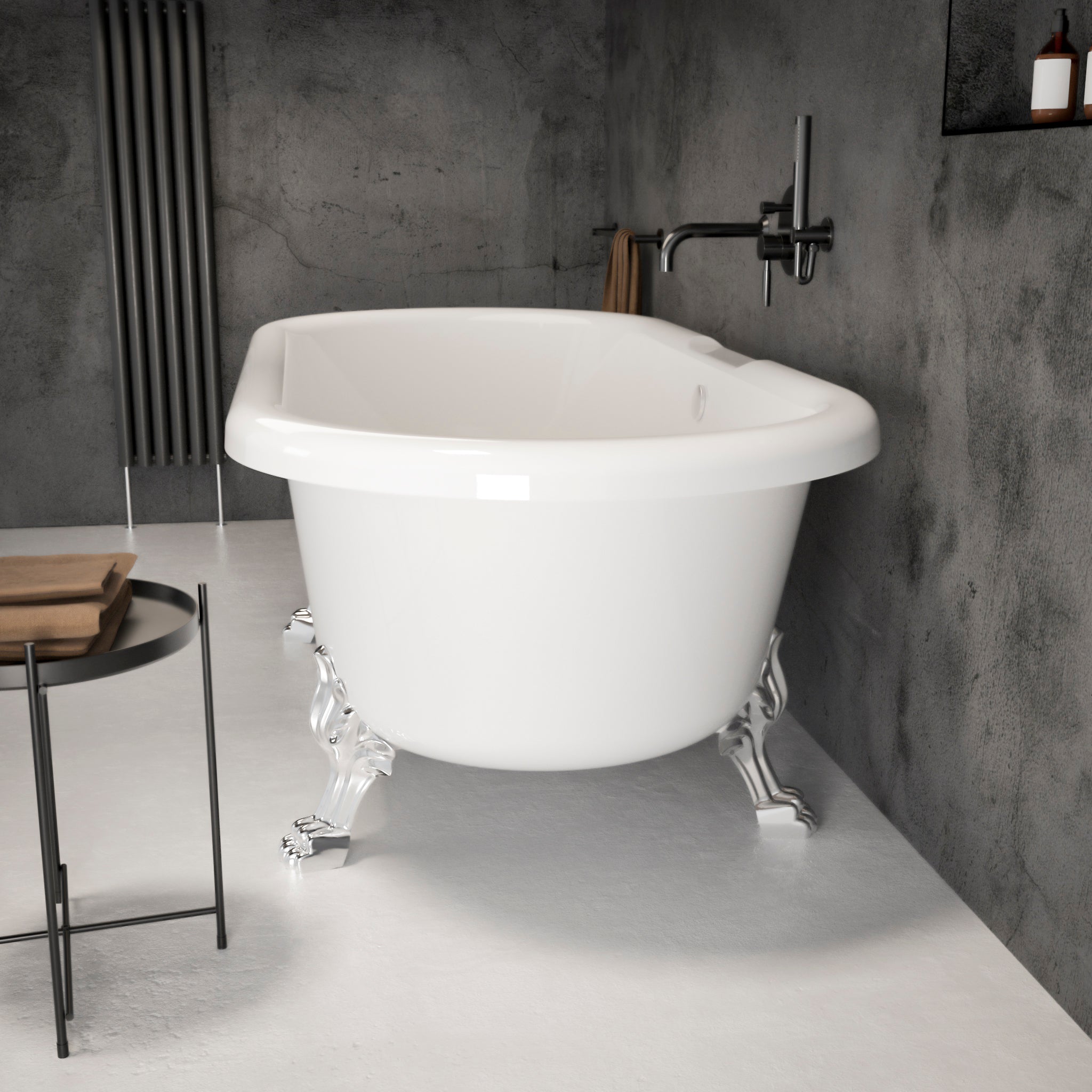 Kensington Double-ended Roll-top Polished Stone Bath 1750 - side view