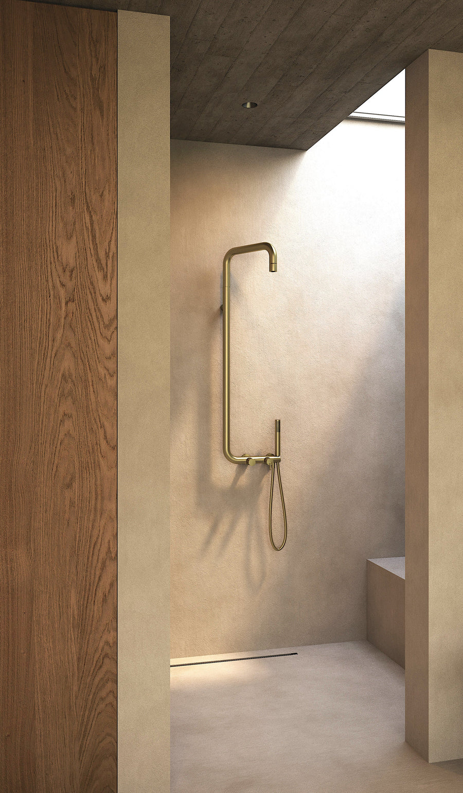 Lia Elegante Shower Column with Shower Mixer - Brushed Gold