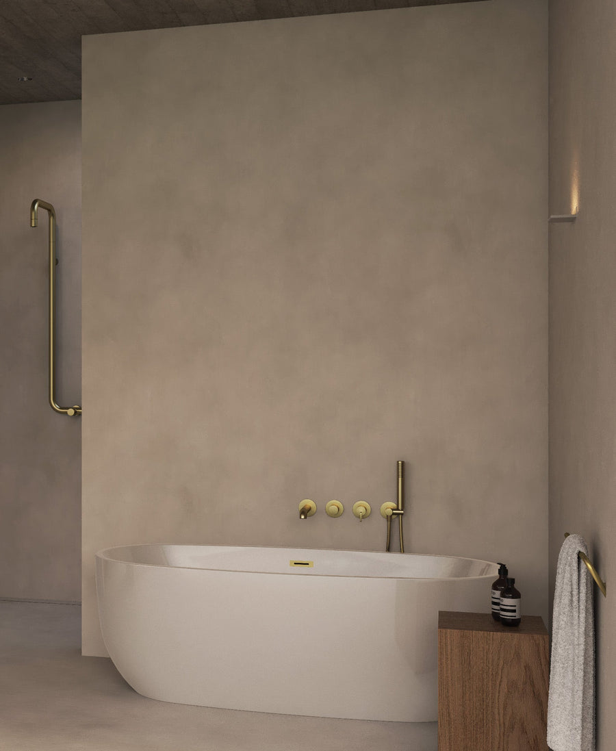 Lia Wall Mounted Bath Mixer with Shower Set - Brushed Gold