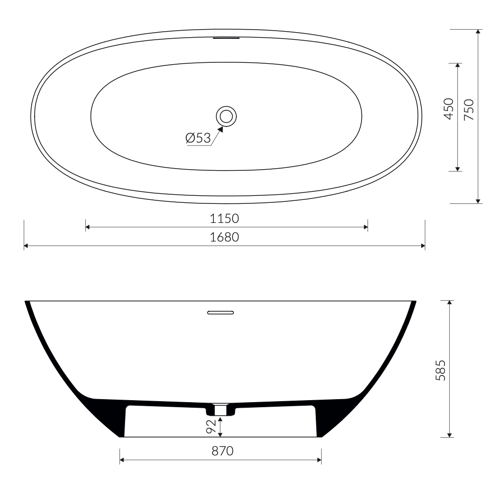 Maurice Oval Freestanding Stone Bath (1680 x 760)