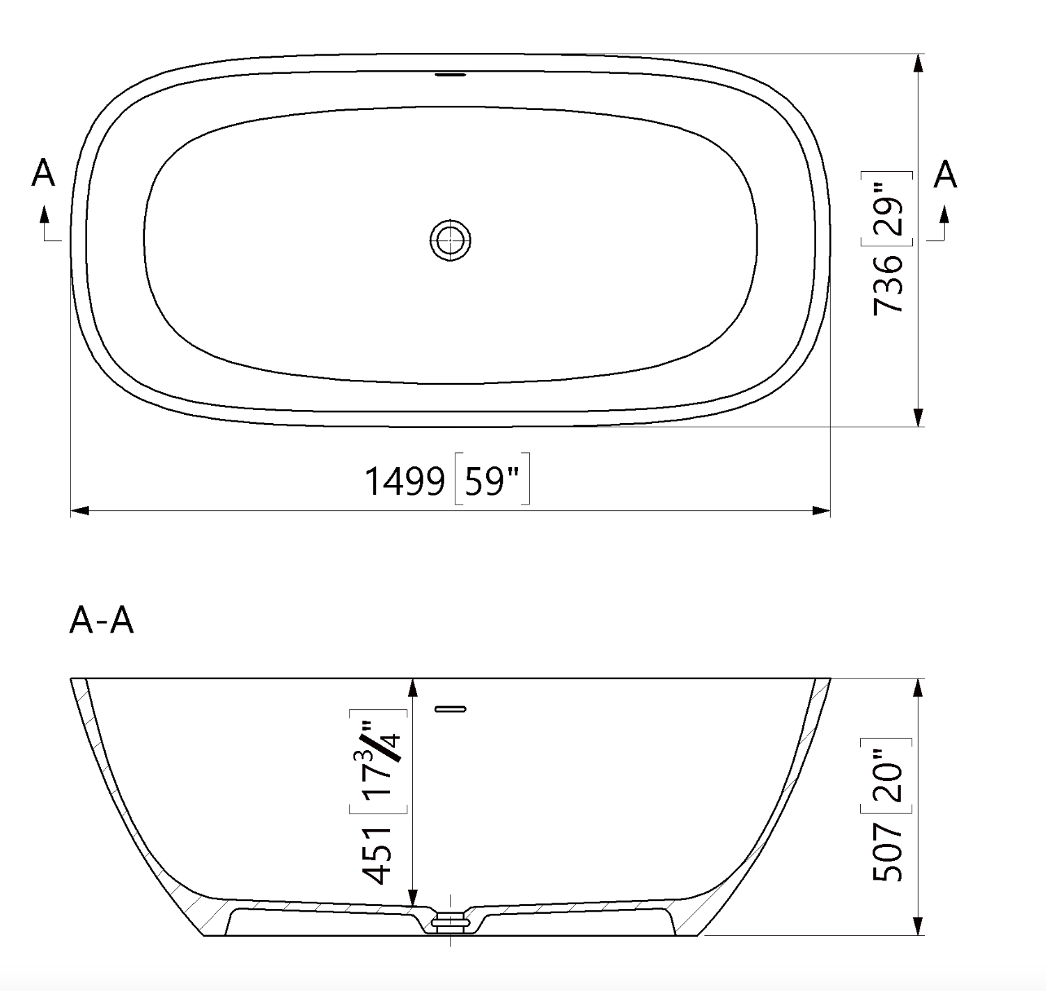 Lorca Freestanding Stone Bath 1500 (White)