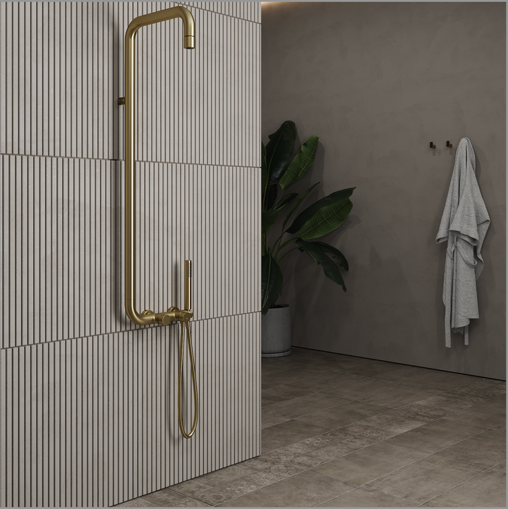 Lia Elegante Shower Column with Shower Mixer - Brushed Gold