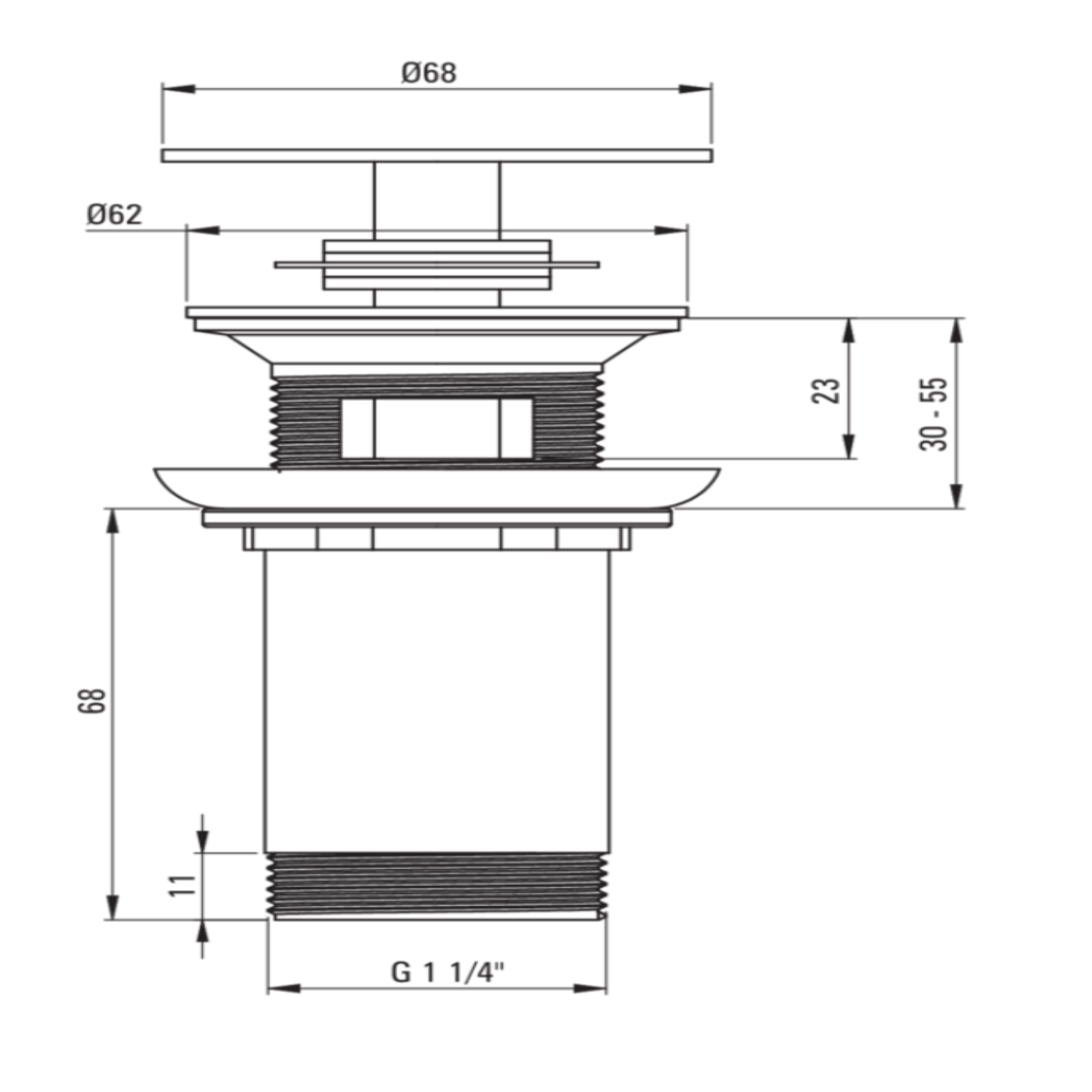 Universal Click-Clack Basin Waste - Matte White