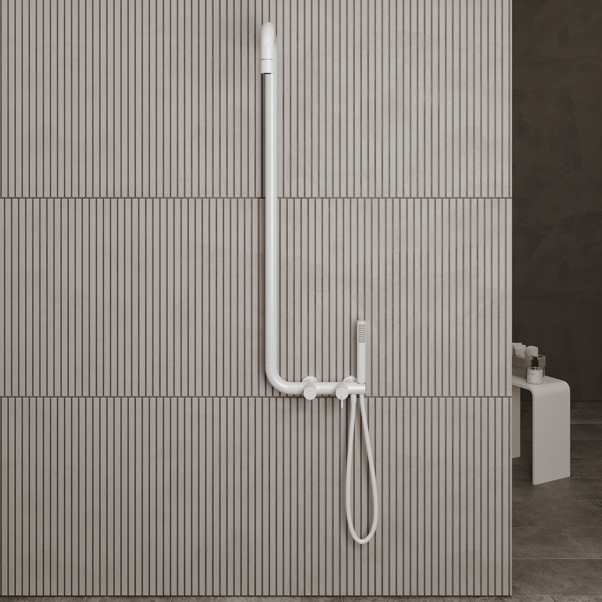 Lia Elegante Shower Column with Shower Mixer - White