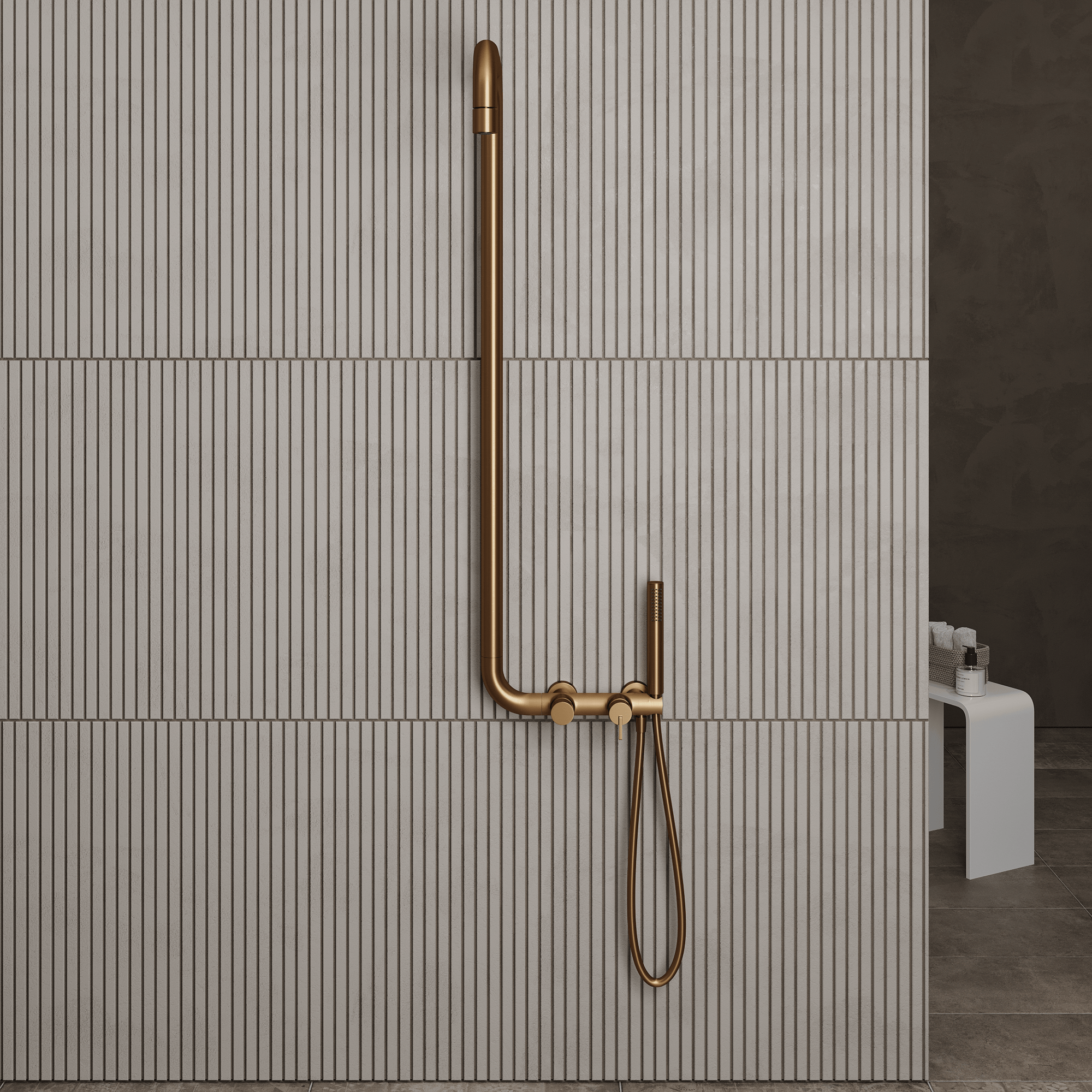 Lia Elegante Shower Column with Shower Mixer - Brushed Bronze