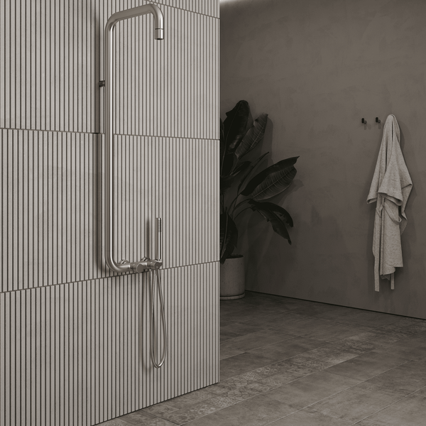 Lia Elegante Shower Column with Shower Mixer - Brushed Steel