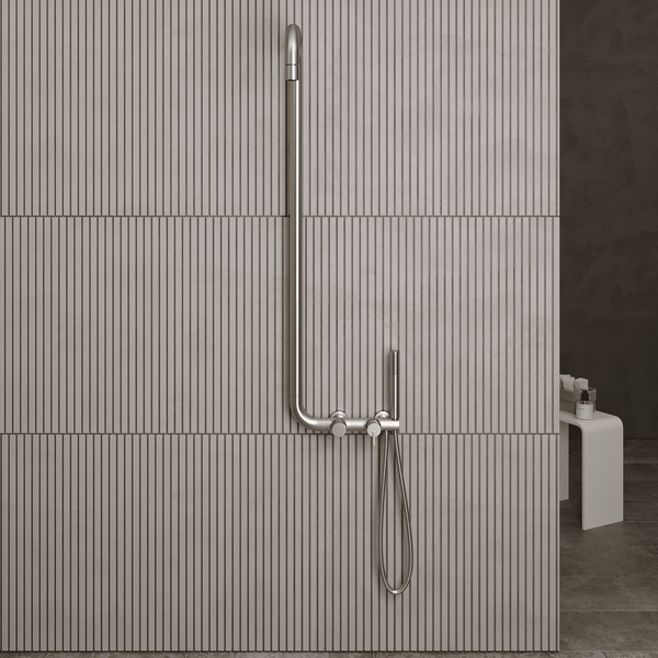 Lia Elegante Shower Column with Shower Mixer - Brushed Steel