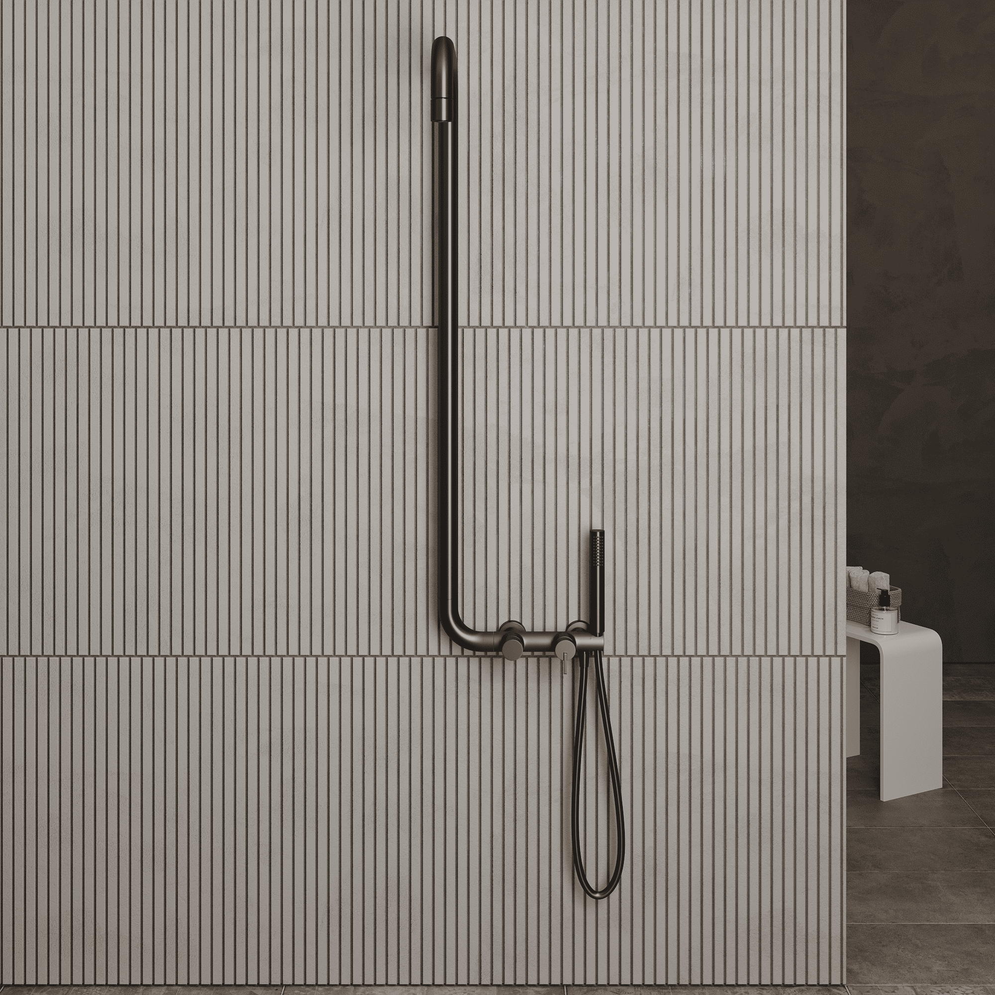 Lia Elegante Shower Column with Shower Mixer - Black
