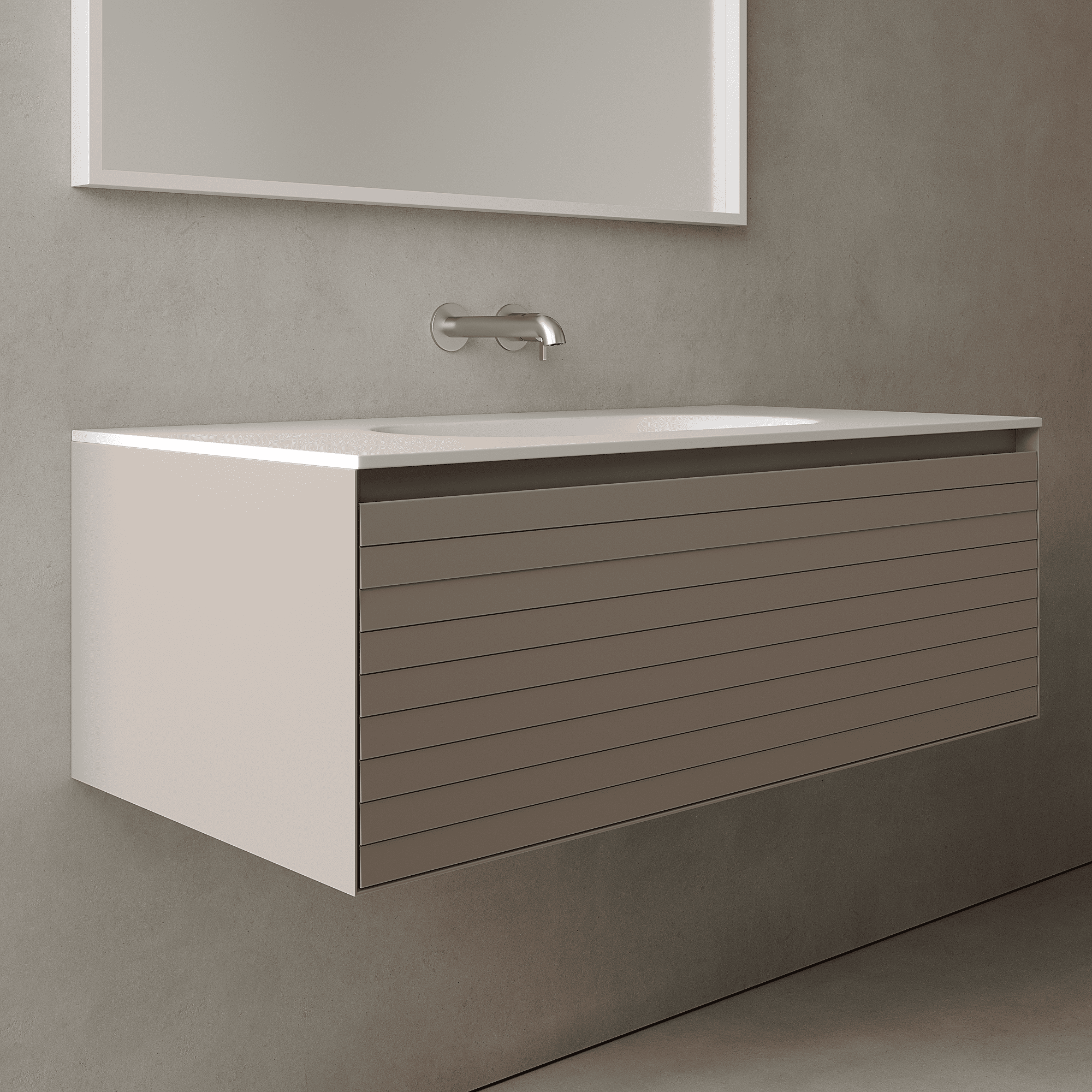 Nordale Taupe 1000mm Vanity Unit - Single Drawer with Single Basin